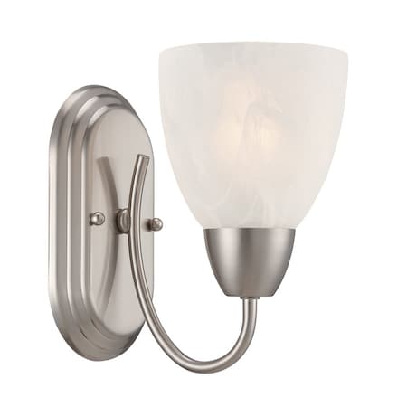 Designers Fountain Torino 4.5in 1-Light Brushed Nickel Transitional Indoor Wall Sconce with Alabaster Glass Shade 15005-1B-35